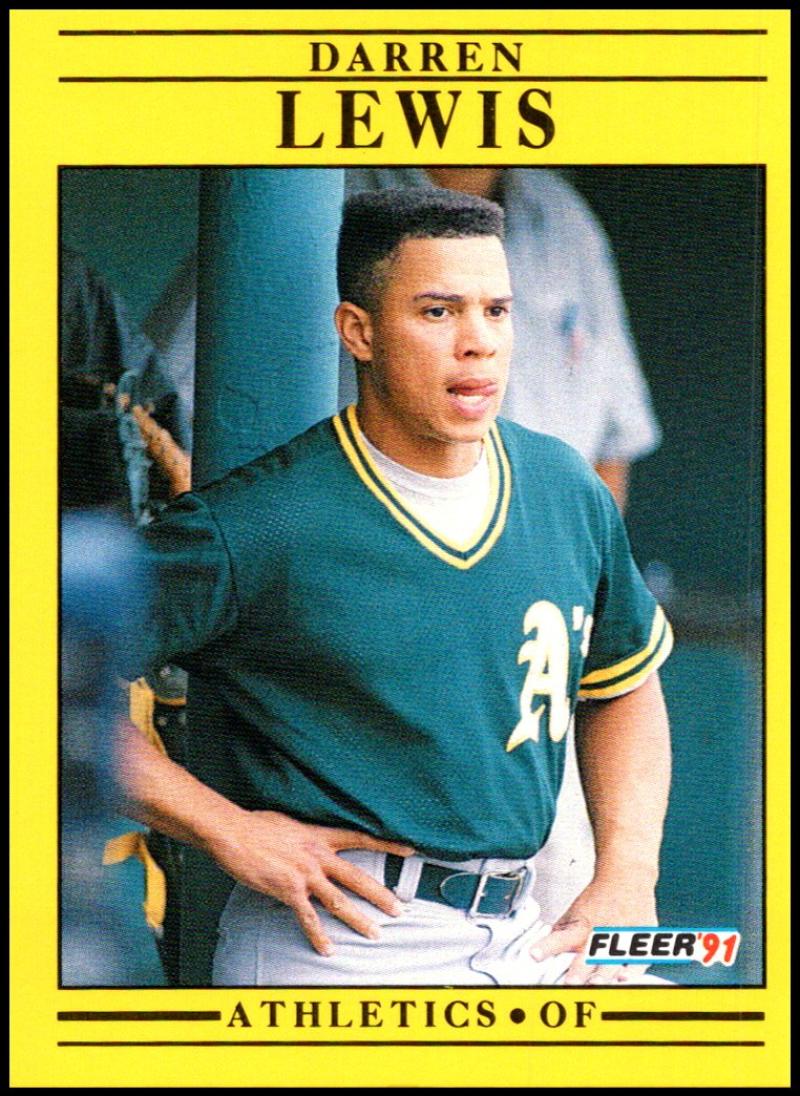 1991 Fleer Baseball #15 Darren Lewis  Oakland Athletics  Image 1