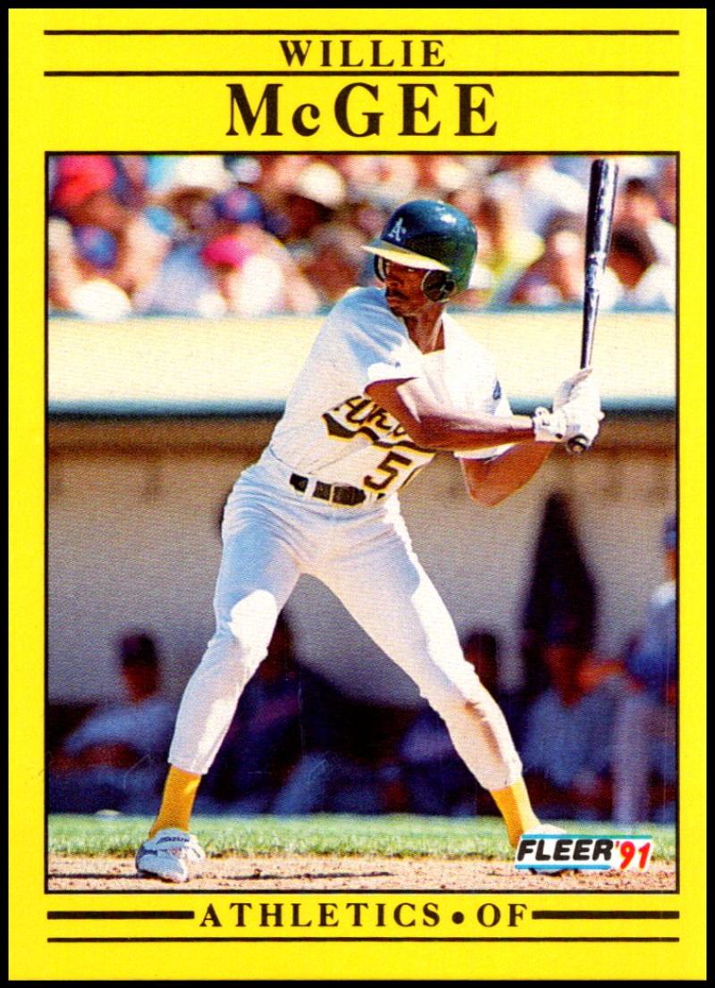 1991 Fleer Baseball #16 Willie McGee UER Oakland Athletics Image 1