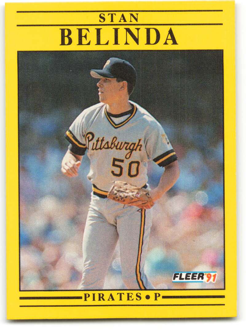 1991 Fleer Baseball #30 Stan Belinda UER Pittsburgh Pirates Image 1