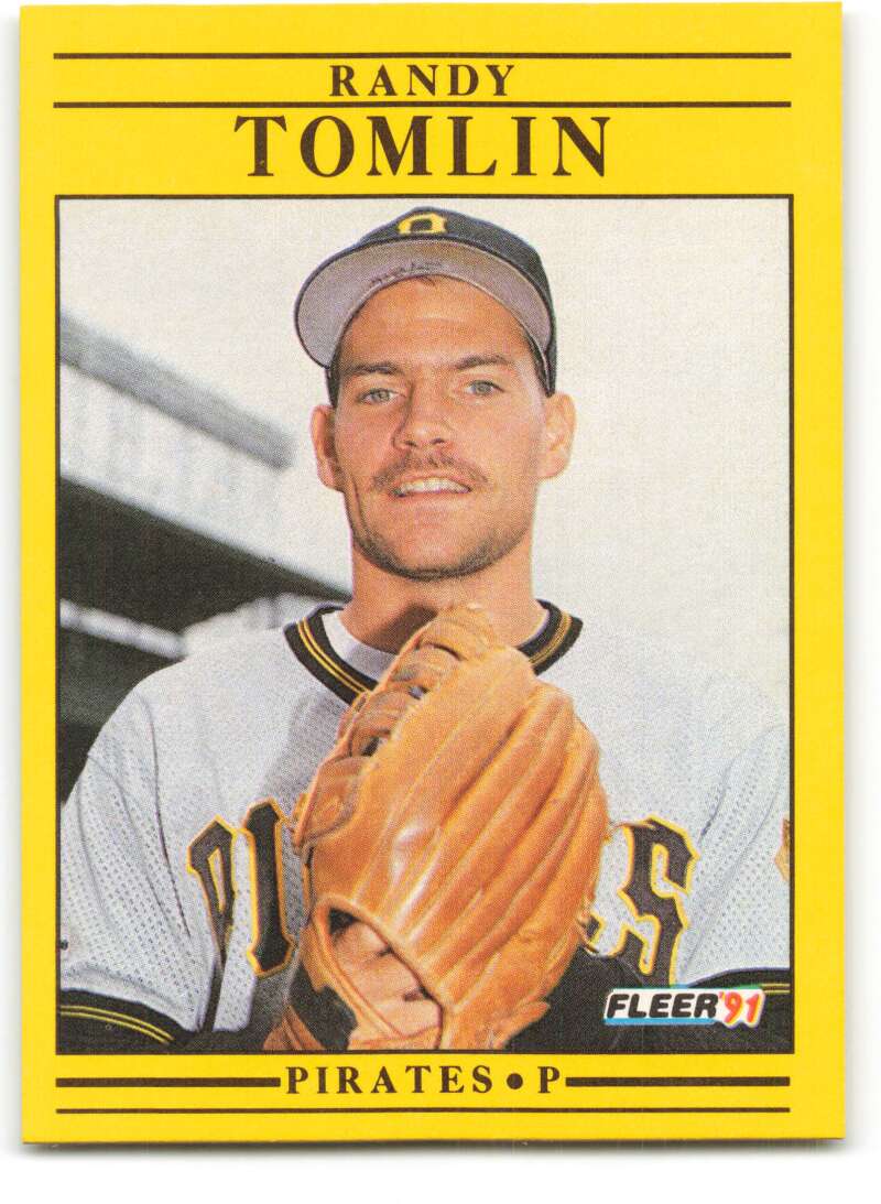 1991 Fleer Baseball #52 Randy Tomlin RC Rookie Pittsburgh Pirates Image 1