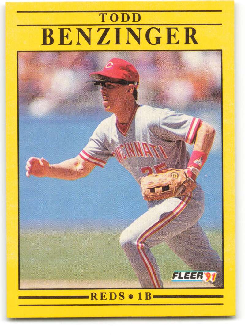 1991 Fleer Baseball #56 Todd Benzinger Cincinnati Reds Image 1