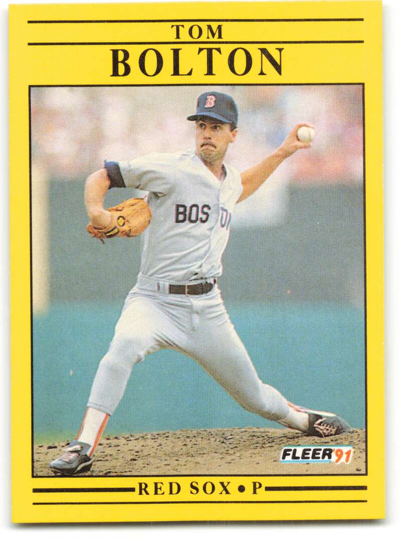 1991 Fleer Baseball #87 Tom Bolton Boston Red Sox Image 1