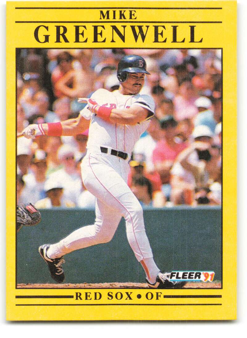 1991 Fleer Baseball #96 Mike Greenwell Boston Red Sox Image 1