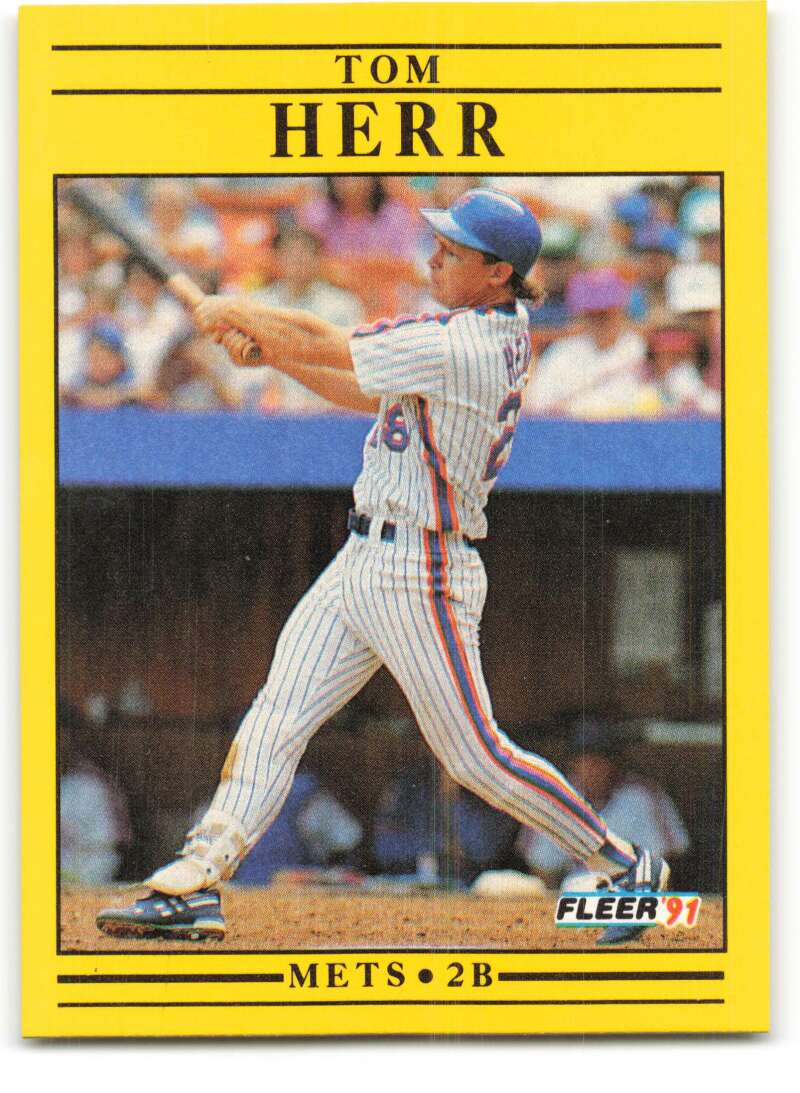 1991 Fleer Baseball #149 Tom Herr New York Mets Image 1