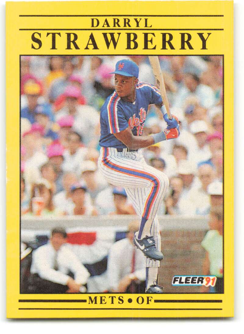 1991 Fleer Baseball #161 Darryl Strawberry New York Mets Image 1