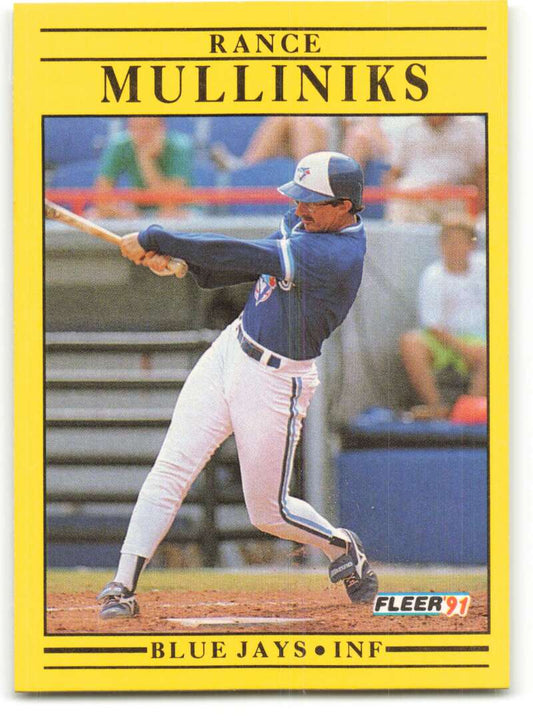 1991 Fleer Baseball #181 Rance Mulliniks  Toronto Blue Jays  Image 1