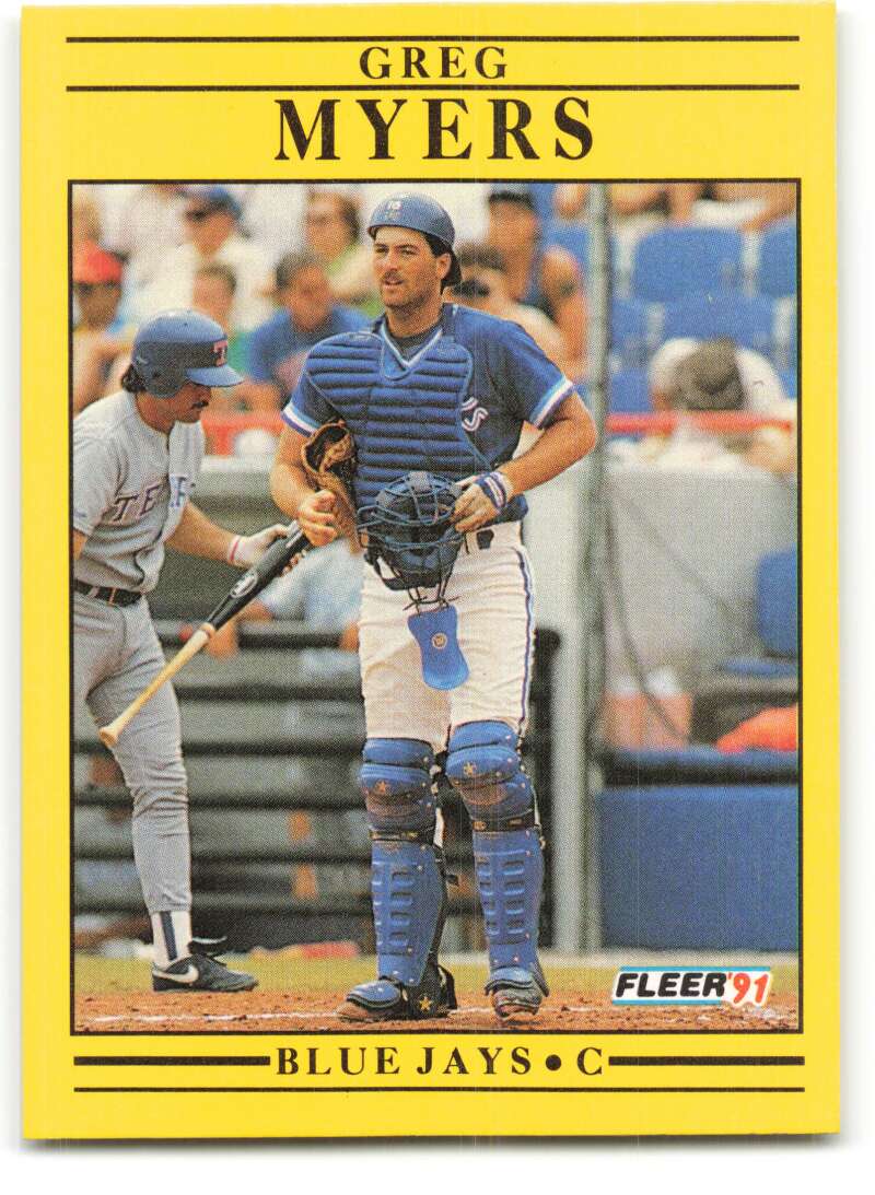 1991 Fleer Baseball #182 Greg Myers Toronto Blue Jays Image 1