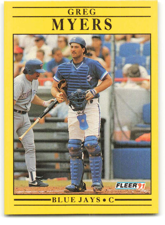 1991 Fleer Baseball #182 Greg Myers  Toronto Blue Jays  Image 1
