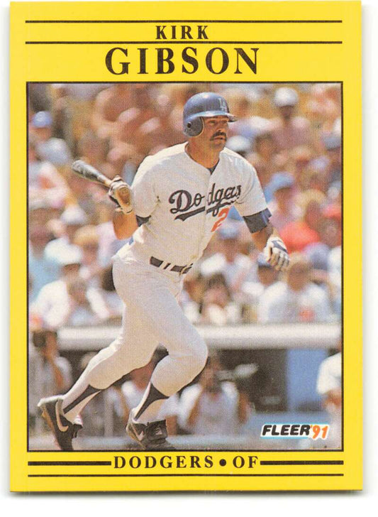1991 Fleer Baseball #199 Kirk Gibson  Los Angeles Dodgers  Image 1