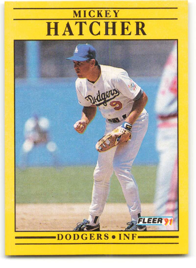 1991 Fleer Baseball #206 Mickey Hatcher Los Angeles Dodgers Image 1