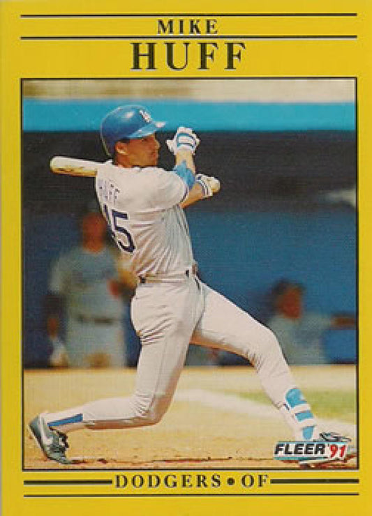 1991 Fleer Baseball #210 Mike Huff  Los Angeles Dodgers  Image 1