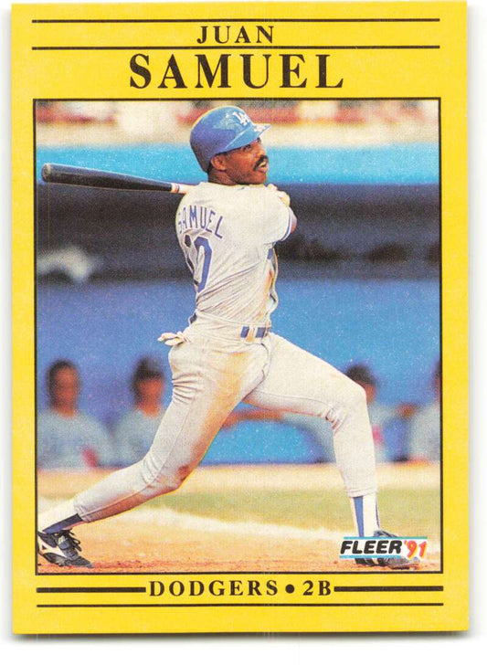 1991 Fleer Baseball #218 Juan Samuel  Los Angeles Dodgers  Image 1