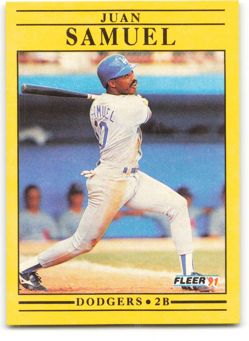 1991 Fleer Baseball #218 Juan Samuel Los Angeles Dodgers Image 1