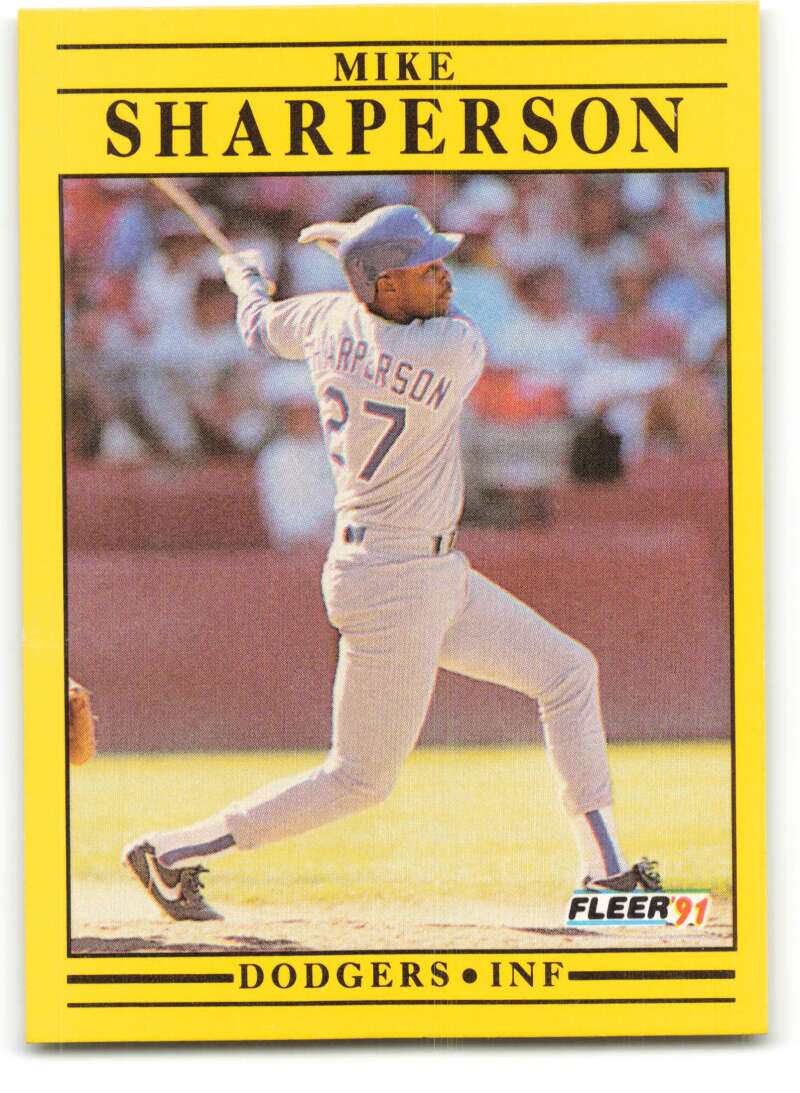 1991 Fleer Baseball #221 Mike Sharperson Los Angeles Dodgers Image 1