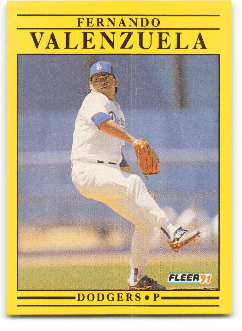1991 Fleer Baseball #222 Fernando Valenzuela Los Angeles Dodgers Image 1