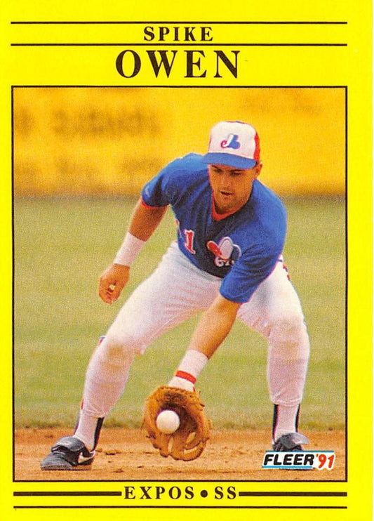 1991 Fleer Baseball #243 Spike Owen  Montreal Expos  Image 1