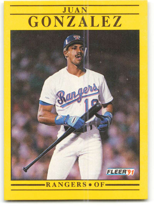 1991 Fleer Baseball #286 Juan Gonzalez  Texas Rangers  Image 1