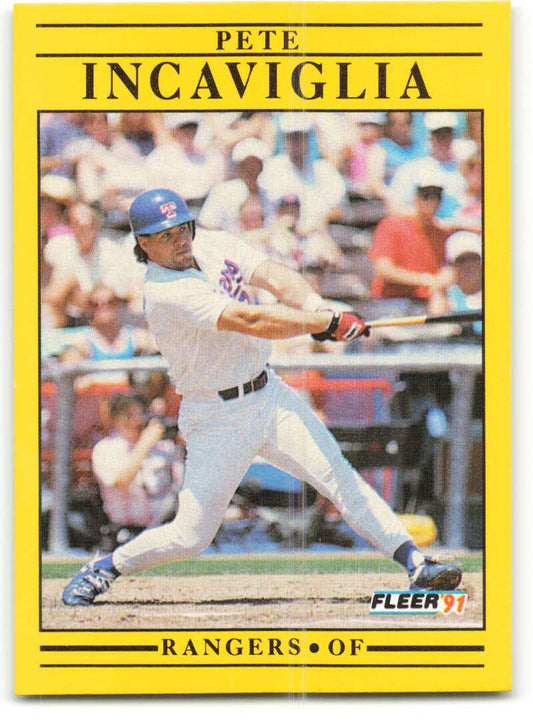 1991 Fleer Baseball #290 Pete Incaviglia  Texas Rangers  Image 1