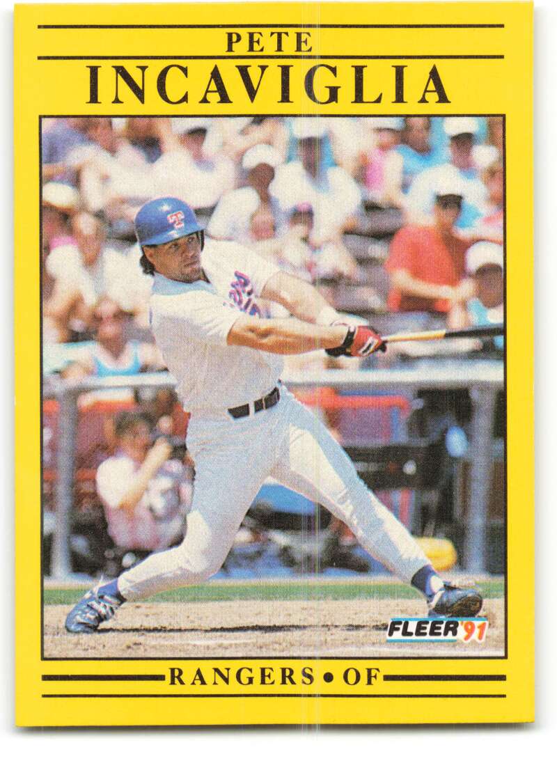1991 Fleer Baseball #290 Pete Incaviglia Texas Rangers Image 1