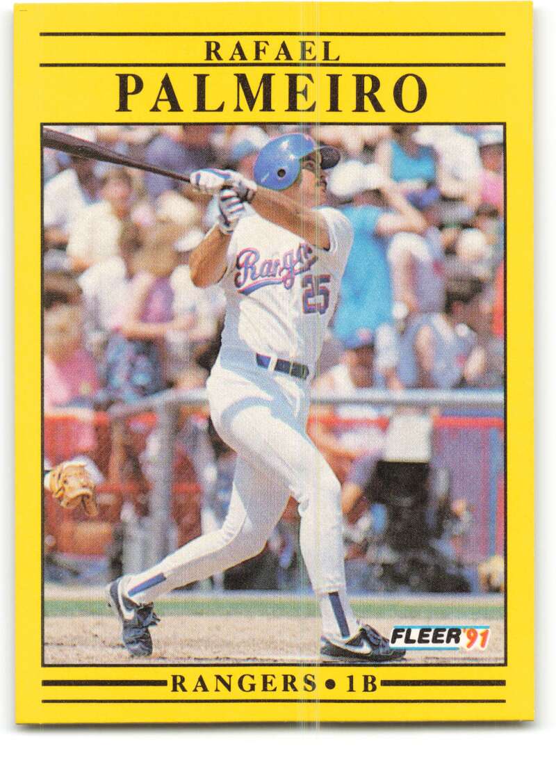 1991 Fleer Baseball #295 Rafael Palmeiro Texas Rangers Image 1