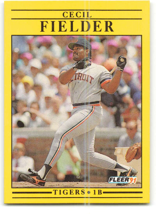 1991 Fleer Baseball #335 Cecil Fielder  Detroit Tigers  Image 1