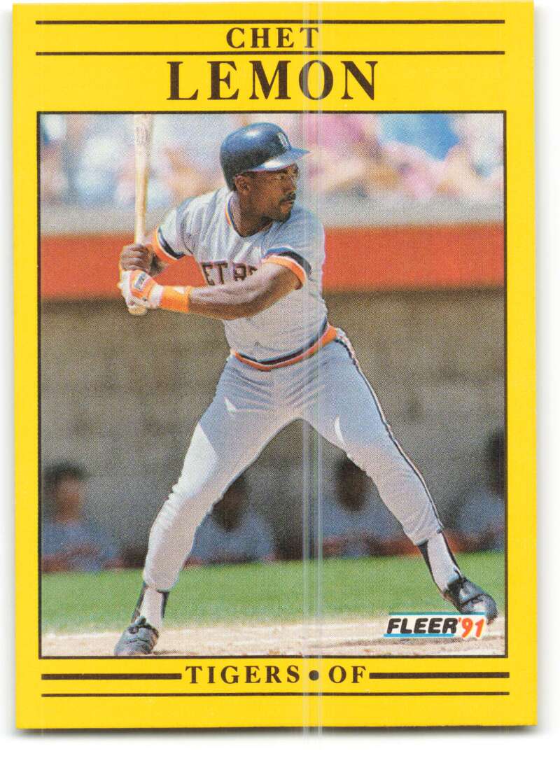 1991 Fleer Baseball #341 Chet Lemon Detroit Tigers Image 1