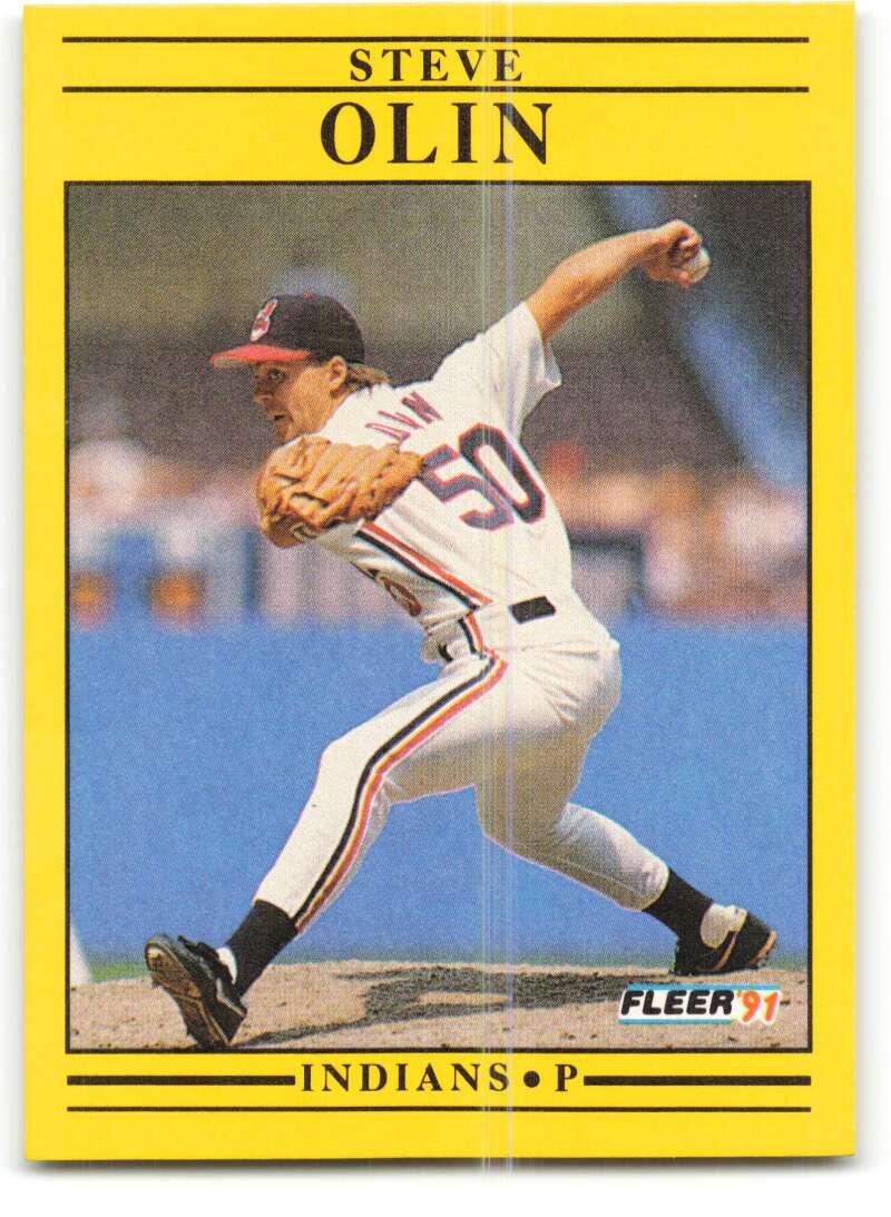 1991 Fleer Baseball #374 Steve Olin Cleveland Indians Image 1