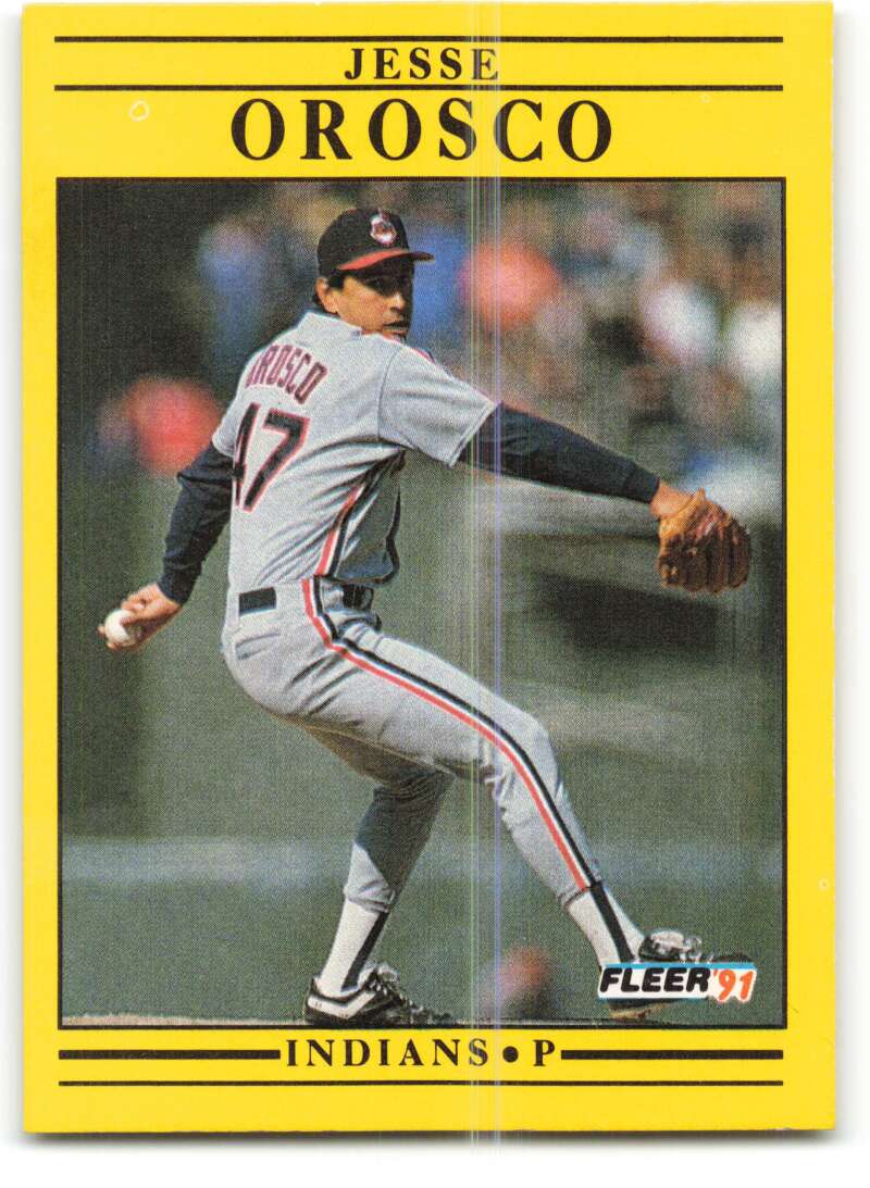 1991 Fleer Baseball #375 Jesse Orosco Cleveland Indians Image 1