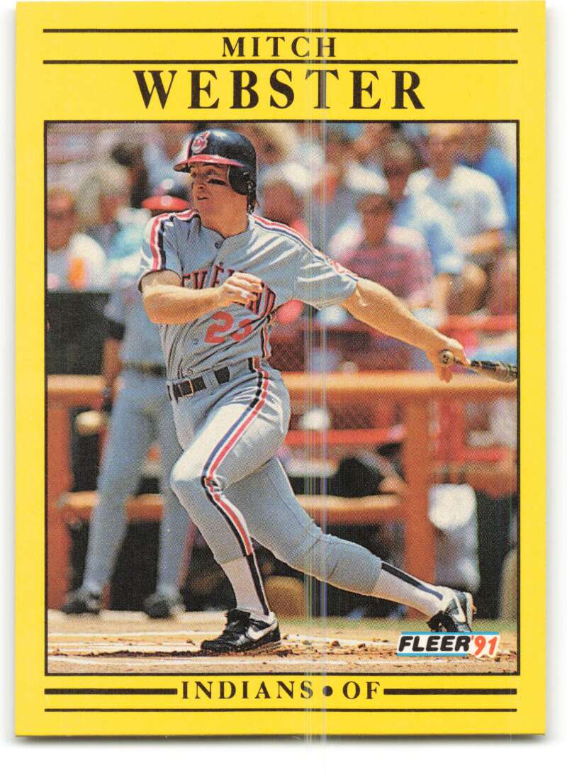 1991 Fleer Baseball #384 Mitch Webster Cleveland Indians Image 1
