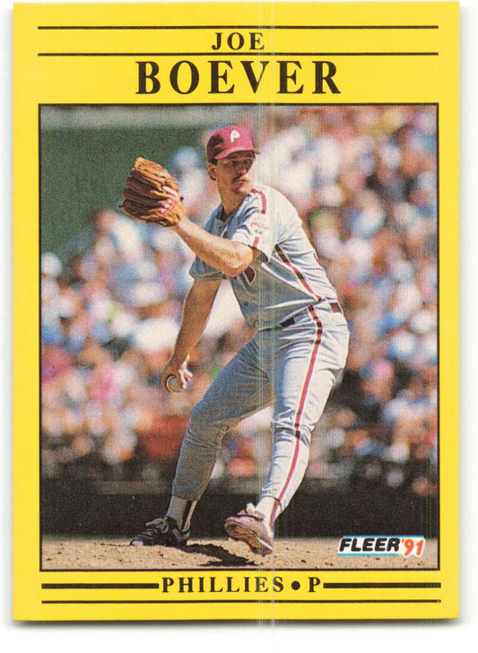 1991 Fleer Baseball #387 Joe Boever  Philadelphia Phillies  Image 1