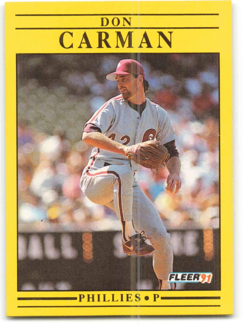 1991 Fleer Baseball #390 Don Carman Philadelphia Phillies Image 1