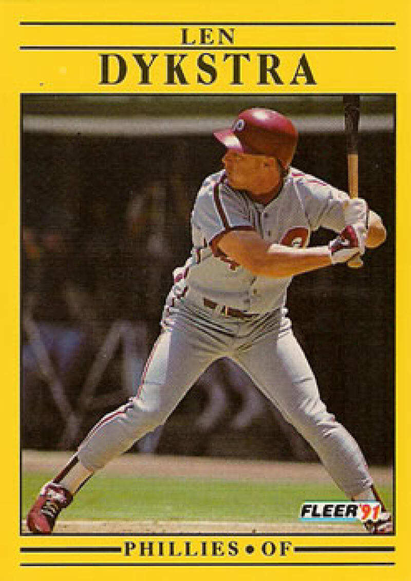 1991 Fleer Baseball #395 Lenny Dykstra Philadelphia Phillies Image 1