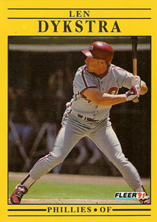 1991 Fleer Baseball #395 Lenny Dykstra  Philadelphia Phillies  Image 1