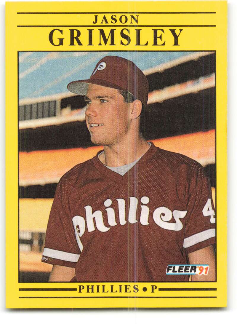 1991 Fleer Baseball #396 Jason Grimsley Philadelphia Phillies Image 1
