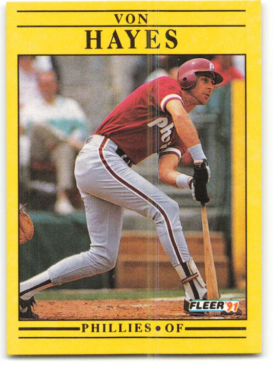 1991 Fleer Baseball #398 Von Hayes  Philadelphia Phillies  Image 1