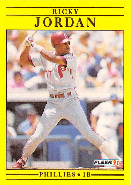 1991 Fleer Baseball #401 Ricky Jordan  Philadelphia Phillies  Image 1