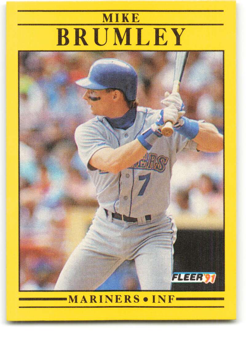 1991 Fleer Baseball #445 Mike Brumley UER Seattle Mariners Image 1
