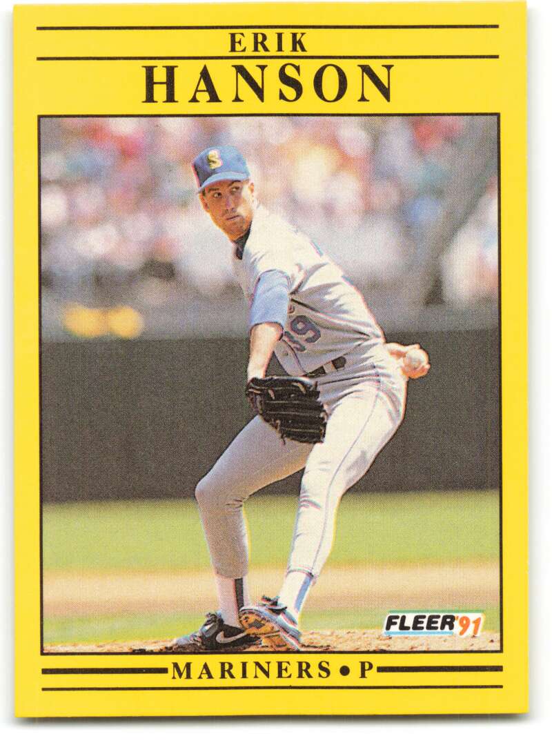 1991 Fleer Baseball #451 Erik Hanson Seattle Mariners Image 1