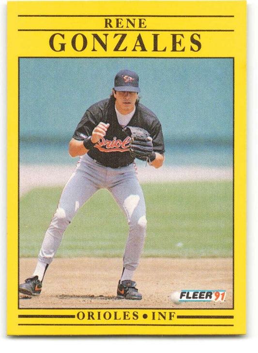 1991 Fleer Baseball #473 Rene Gonzales  Baltimore Orioles  Image 1
