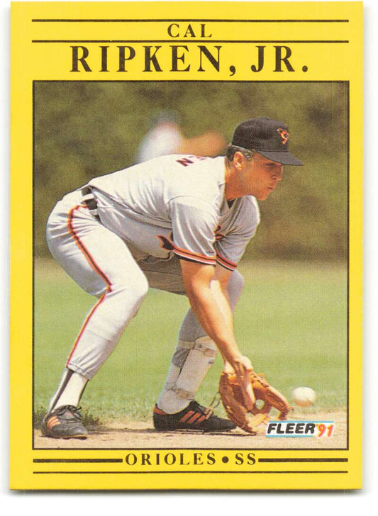 1991 Fleer Baseball #490 Cal Ripken Jr.  Baltimore Orioles  Image 1