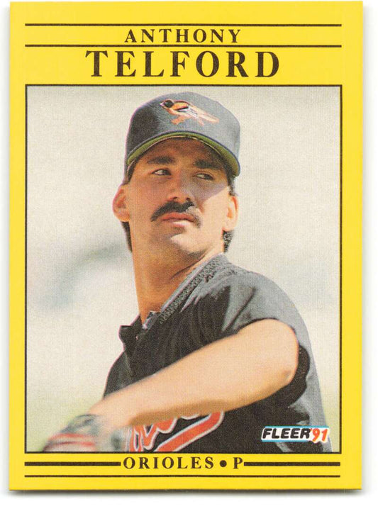 1991 Fleer Baseball #493 Anthony Telford  RC Rookie Baltimore Orioles  Image 1