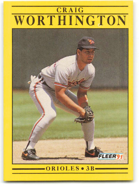 1991 Fleer Baseball #496 Craig Worthington  Baltimore Orioles  Image 1