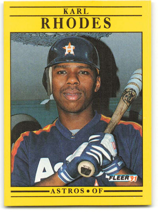 1991 Fleer Baseball #514 Karl Rhodes  Houston Astros  Image 1