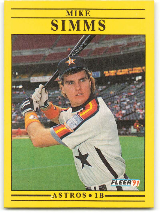 1991 Fleer Baseball #516 Mike Simms  RC Rookie Houston Astros  Image 1