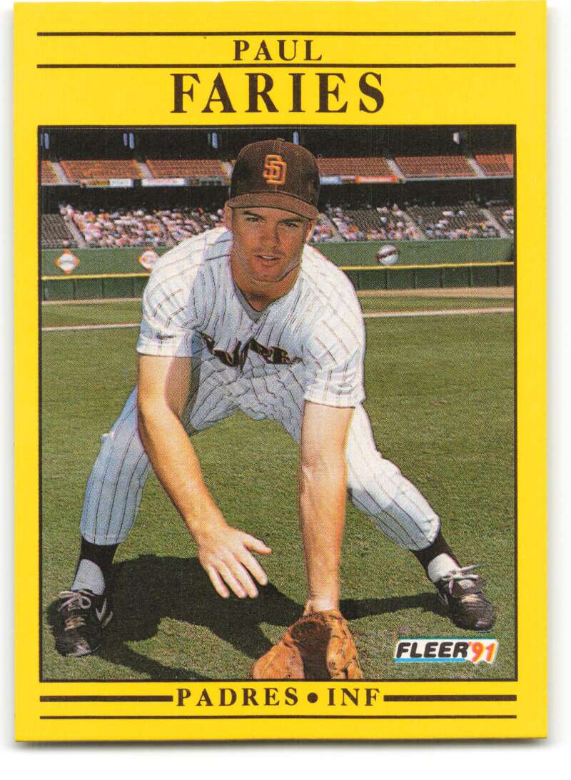1991 Fleer Baseball #528 Paul Faries RC Rookie San Diego Padres Image 1