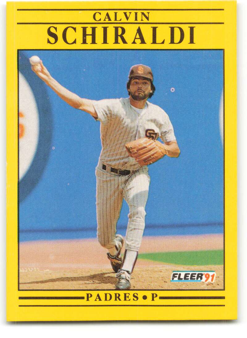 1991 Fleer Baseball #543 Calvin Schiraldi San Diego Padres Image 1