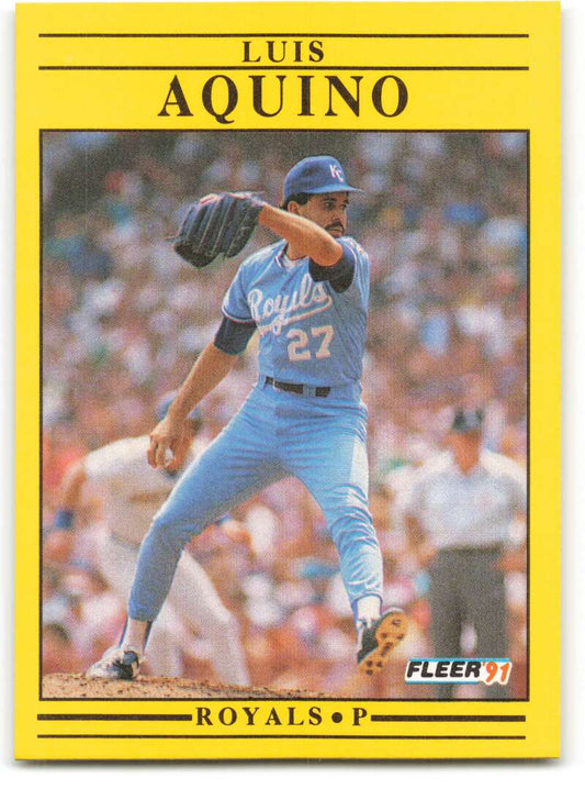 1991 Fleer Baseball #550 Luis Aquino  Kansas City Royals  Image 1