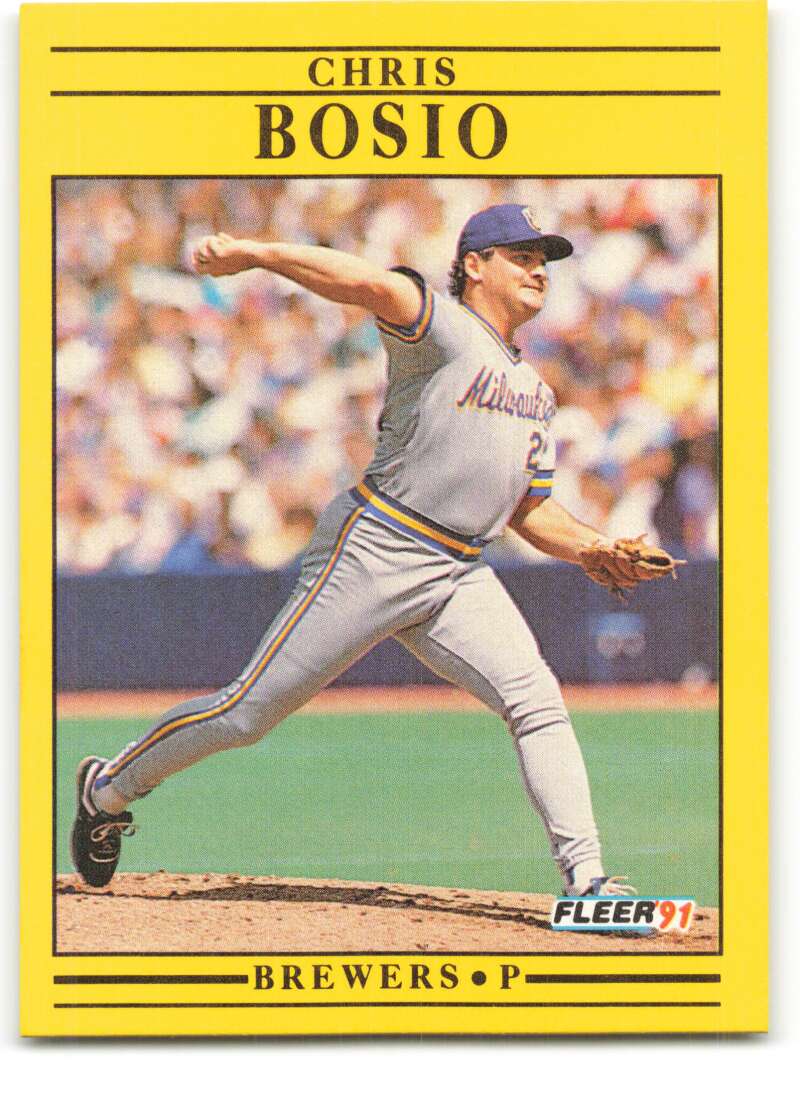 1991 Fleer Baseball #576 Chris Bosio Milwaukee Brewers Image 1