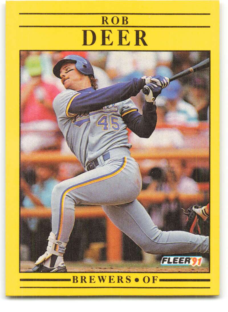1991 Fleer Baseball #580 Rob Deer Milwaukee Brewers Image 1