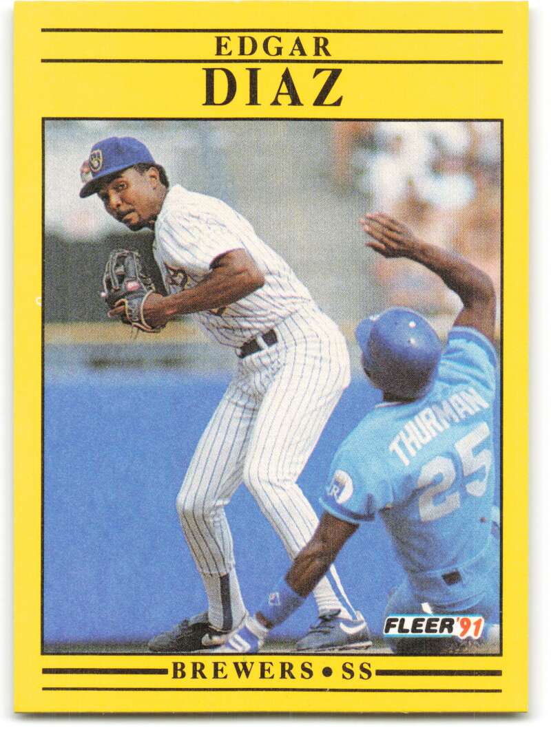 1991 Fleer Baseball #581 Edgar Diaz Milwaukee Brewers Image 1